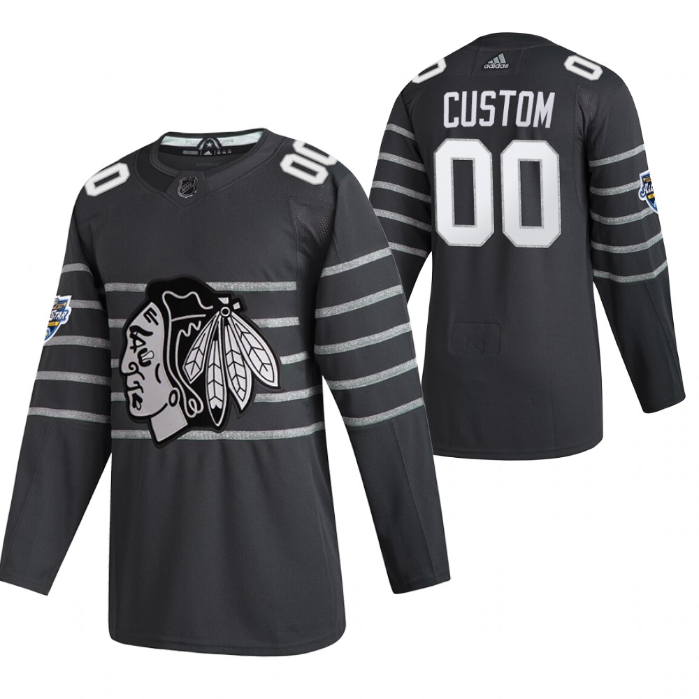Men's Chicago Blackhawks 2020 Grey All Star Custom Name Number Size NHL Stitched Jersey